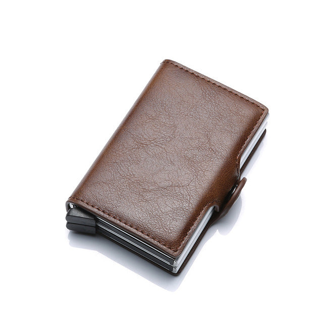 Metal Leather Card Holder Pocket Commercial Bank Credit Card