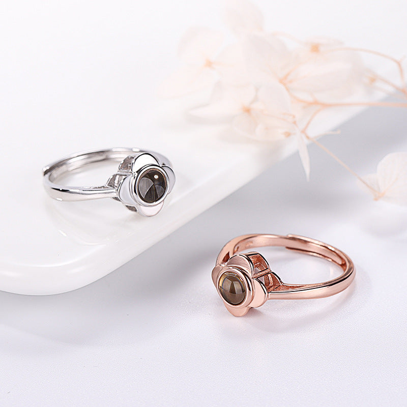 Projection Ring for Women Adjustable Couple Rings Flower Shape