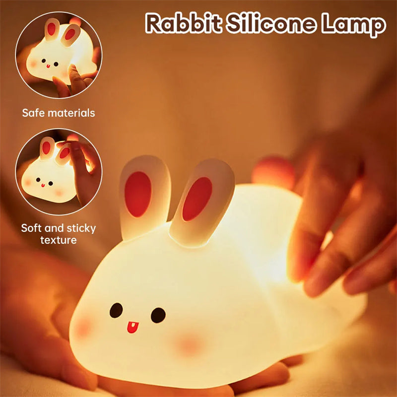 LULU Touch LED Night Light – Soft Silicone Bunny Lamp for Kids Bedroom