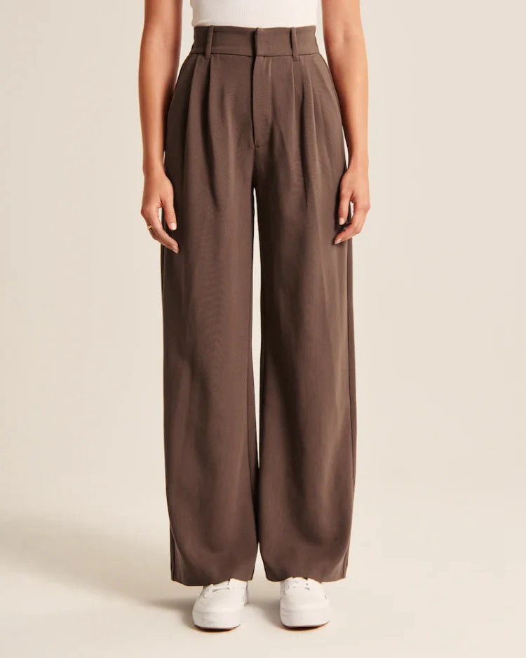 High Waist Straight Trousers With Pockets