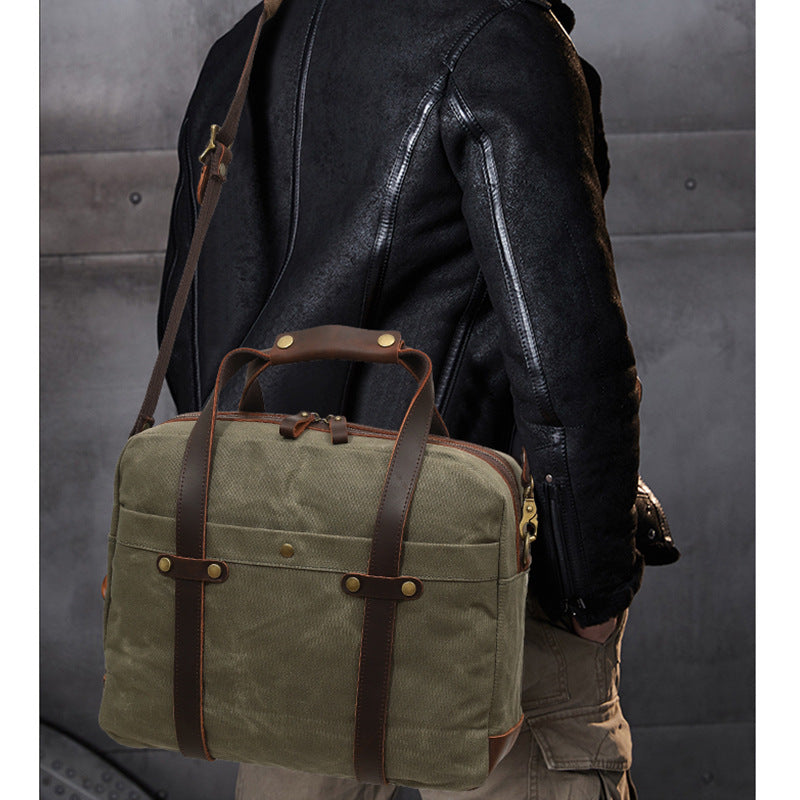 Waxed Canvas Vintage Travel Men's Briefcase