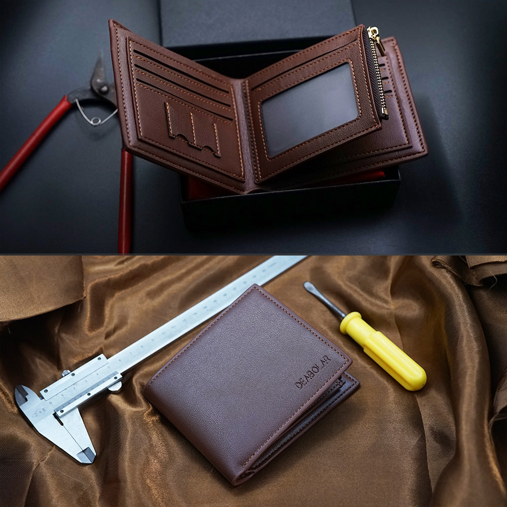 Fashion Short Tri-Fold Men's Wallet Zipper Accessory