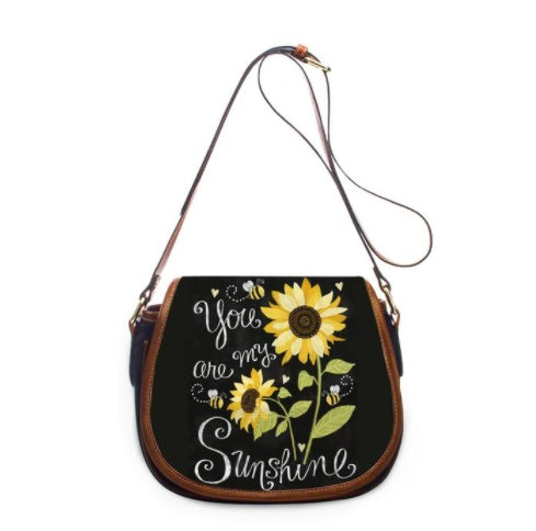 Women's Leather Sunflower Print Shoulder Bag