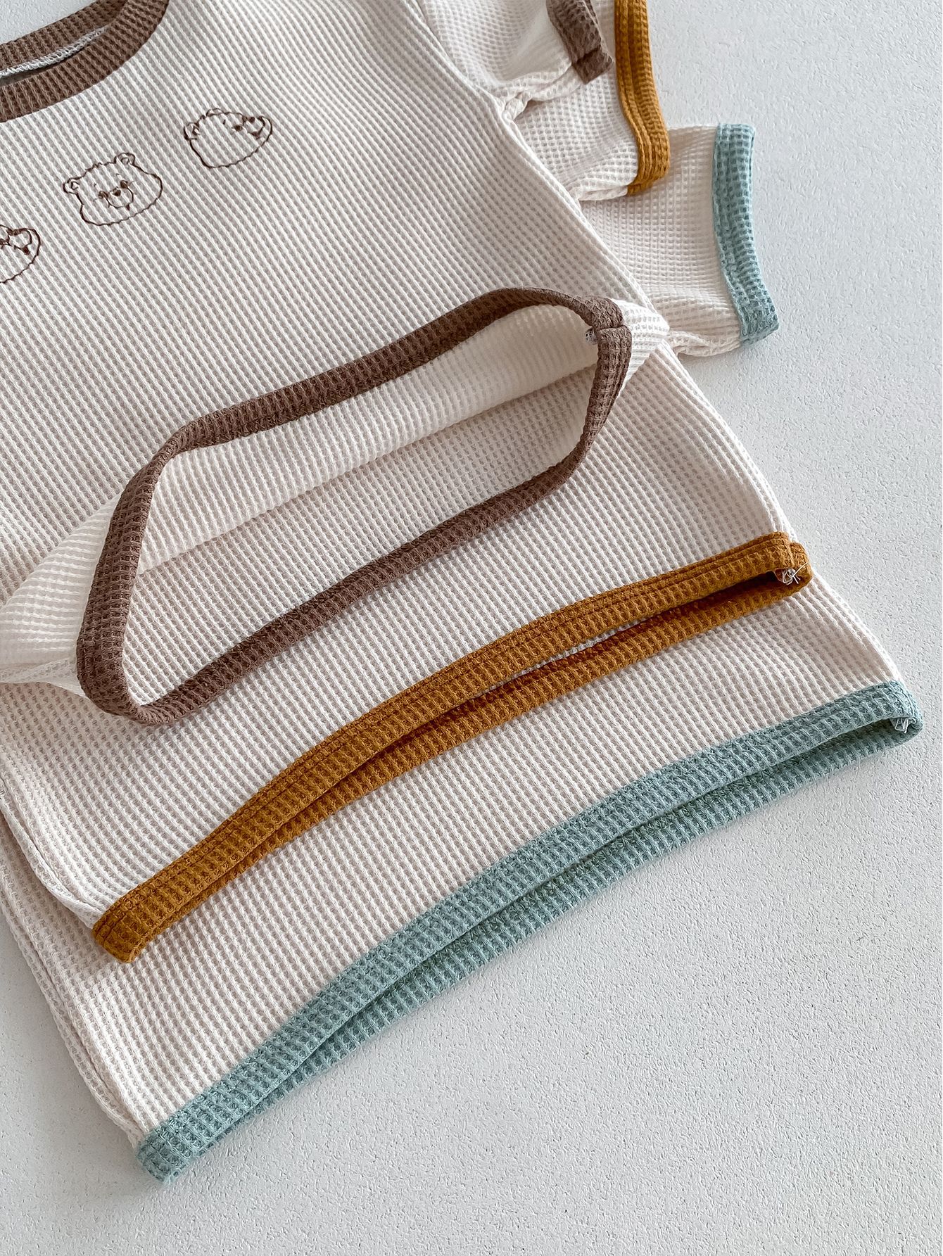 Baby Suit Summer Waffle Bear Two-piece Set