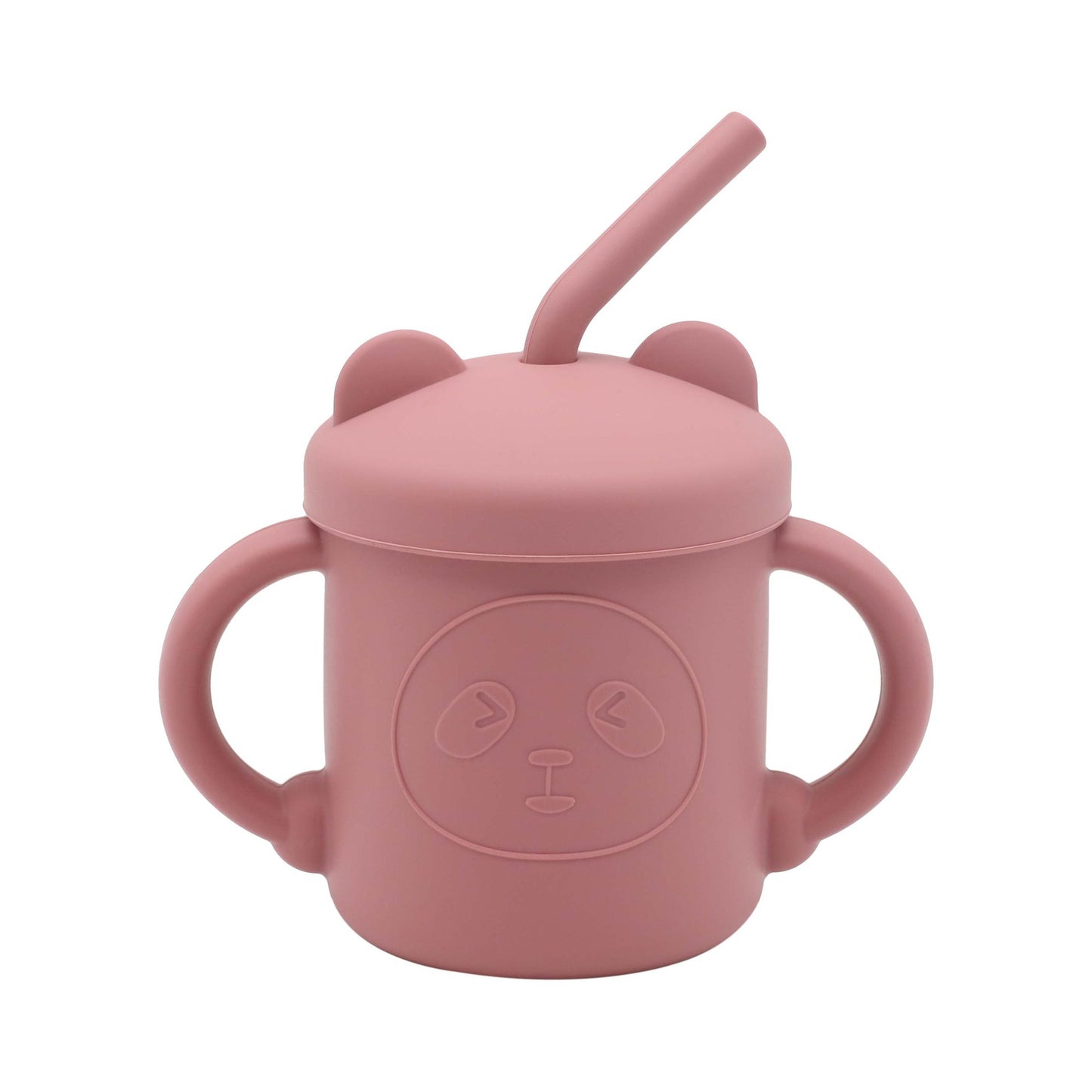 Children's Silicone Panda Cup With Straw Drinking Water