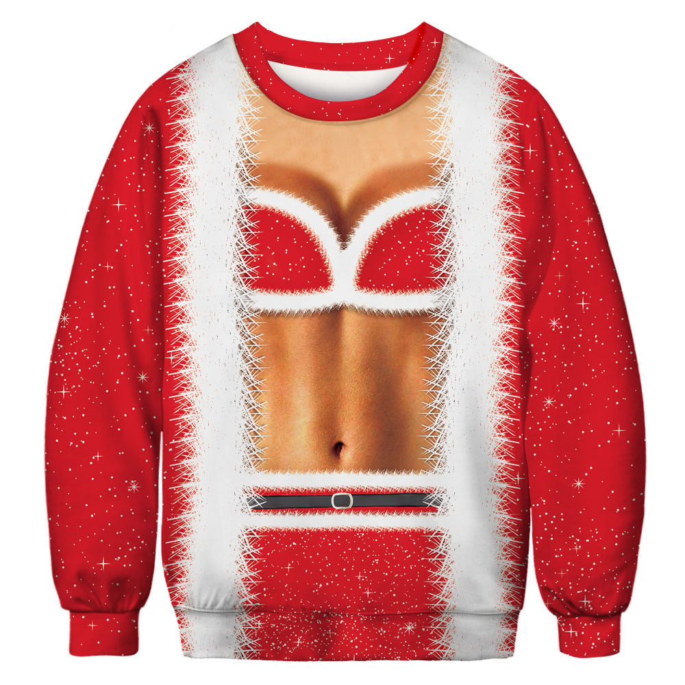 Digital Printed Personalized Santa Claus Round Neck Hoodie