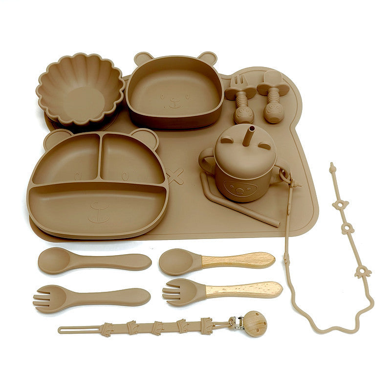 Baby Food Bowl And Spoon Set, Silicone Feeding Plate For Meals