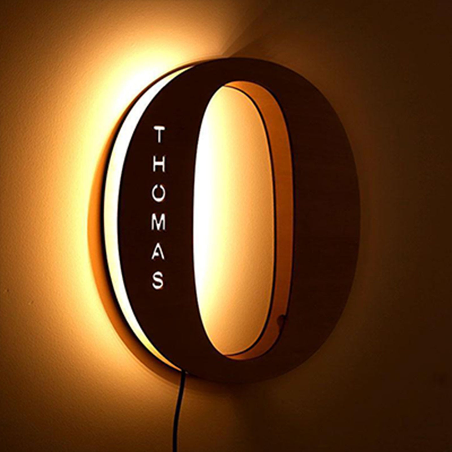 Custom Wooden Engraved USB LED Night Light 24 Letter Bedroom Home Decoration Birthday Gift for Friend Decorative Wall Lamp