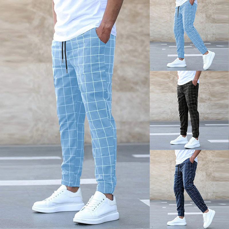 Plaid Print Drawstring Pants