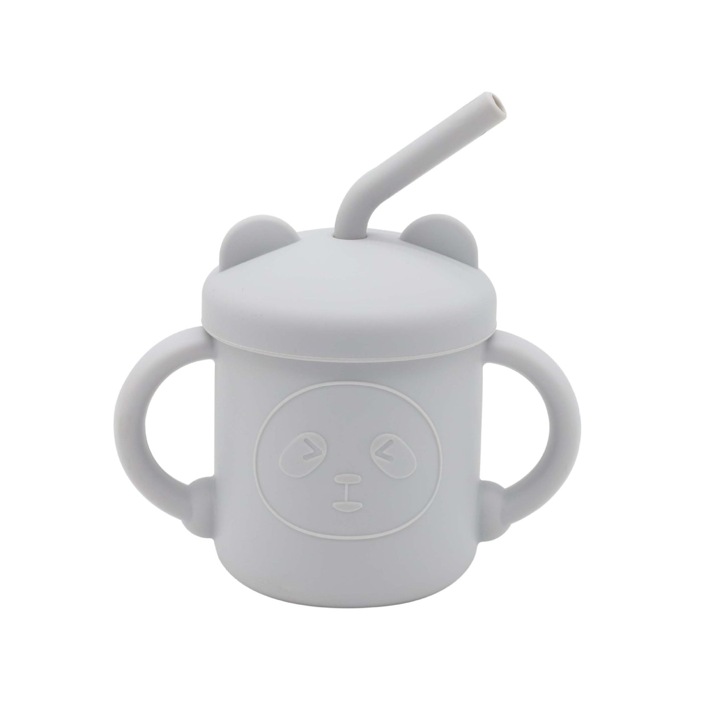 Children's Silicone Panda Cup With Straw Drinking Water