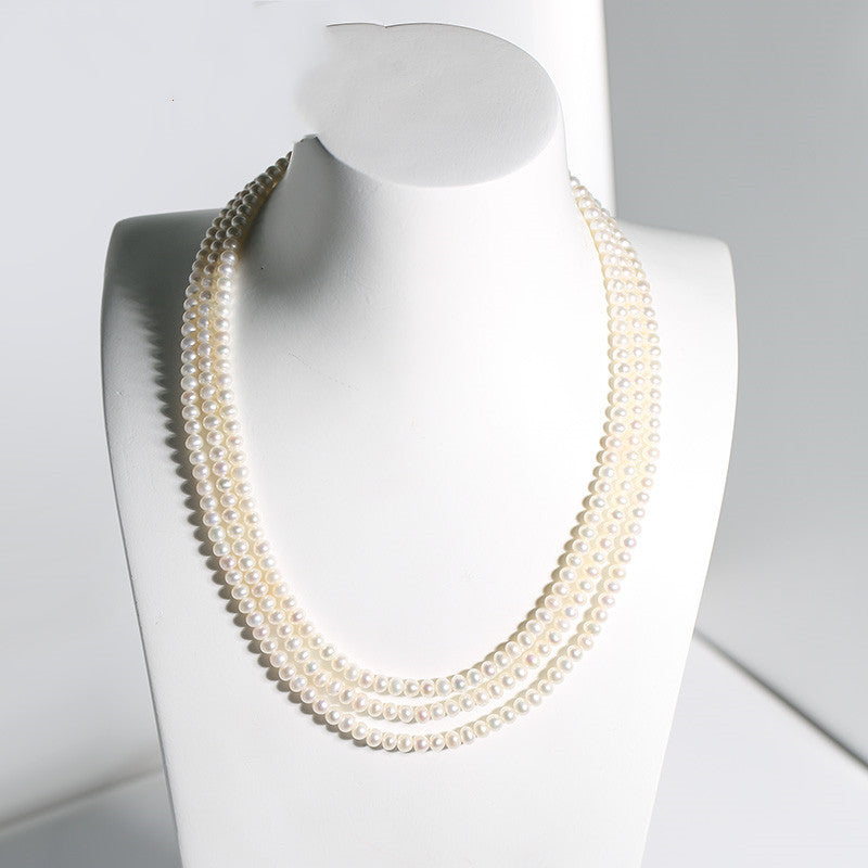 Freshwater Pearl Necklace Three Layer Design