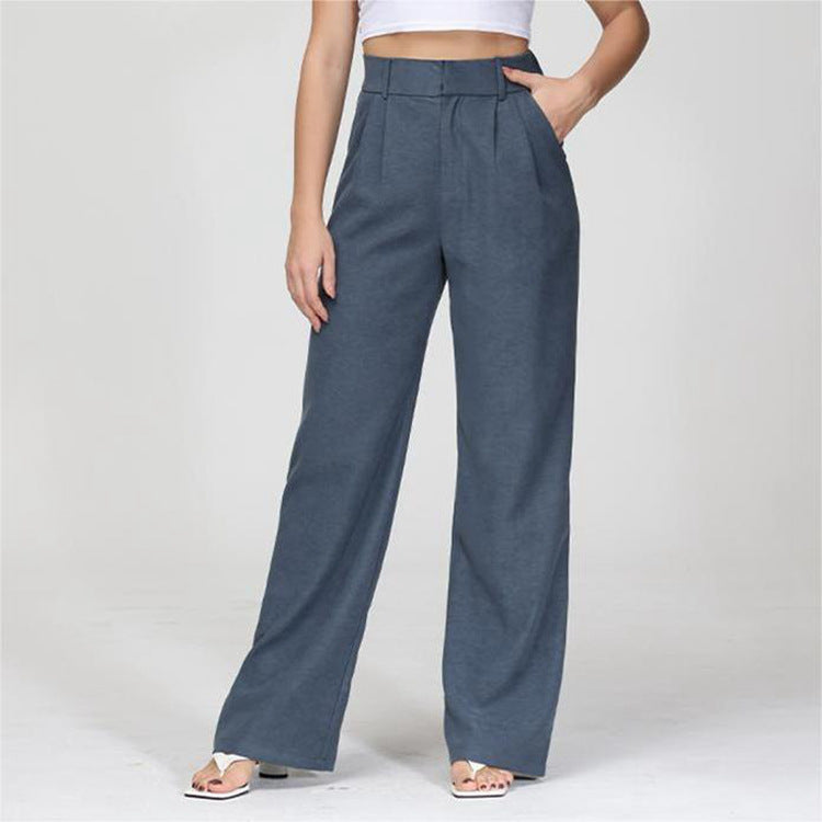 High Waist Straight Trousers With Pockets