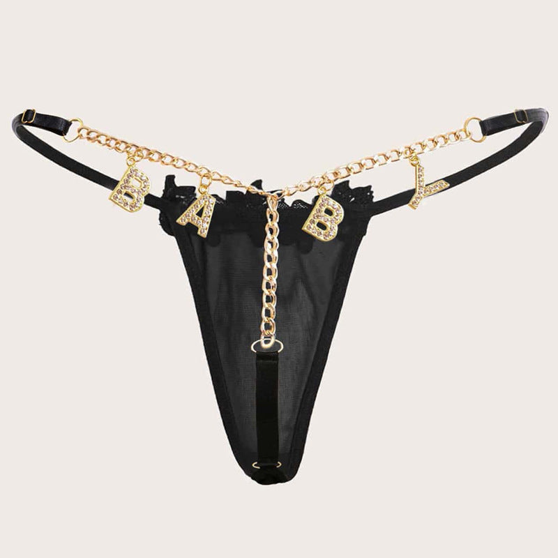 European And American Rhinestone Letters Pendant Underwear Integrated Waist Chain