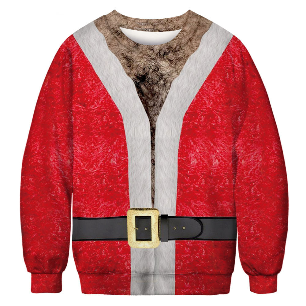 Digital Printed Personalized Santa Claus Round Neck Hoodie