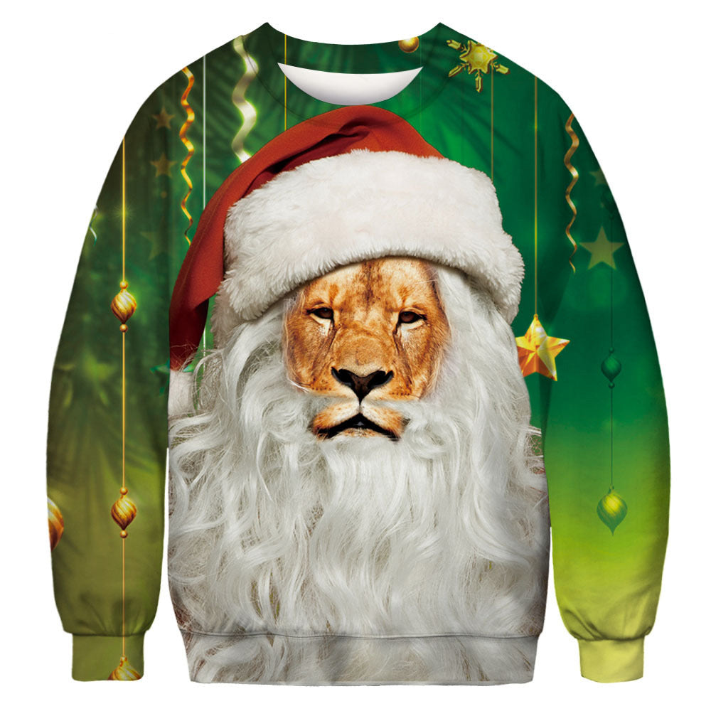 Digital Printed Personalized Santa Claus Round Neck Hoodie