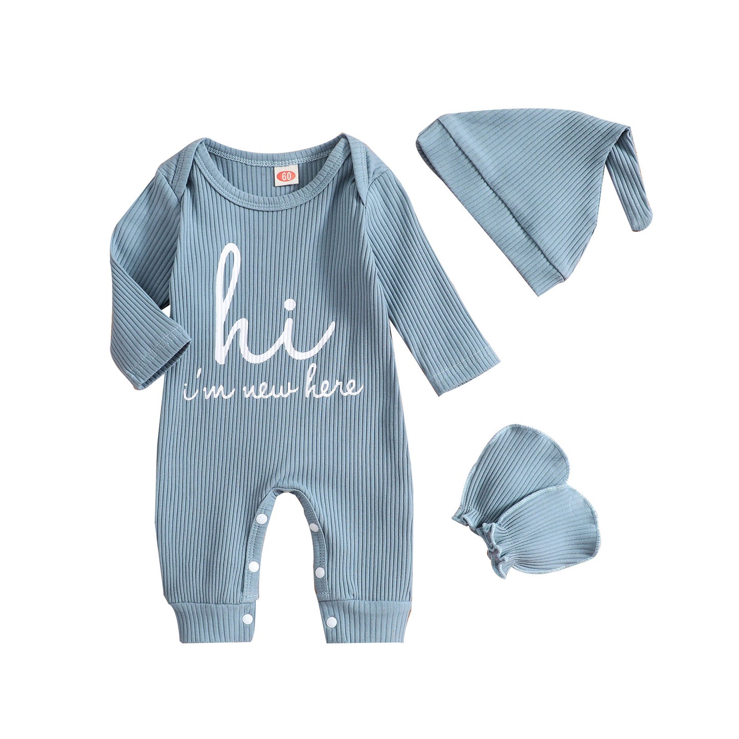 Baby Romper Hat Anti-grasping Gloves Three-piece Set