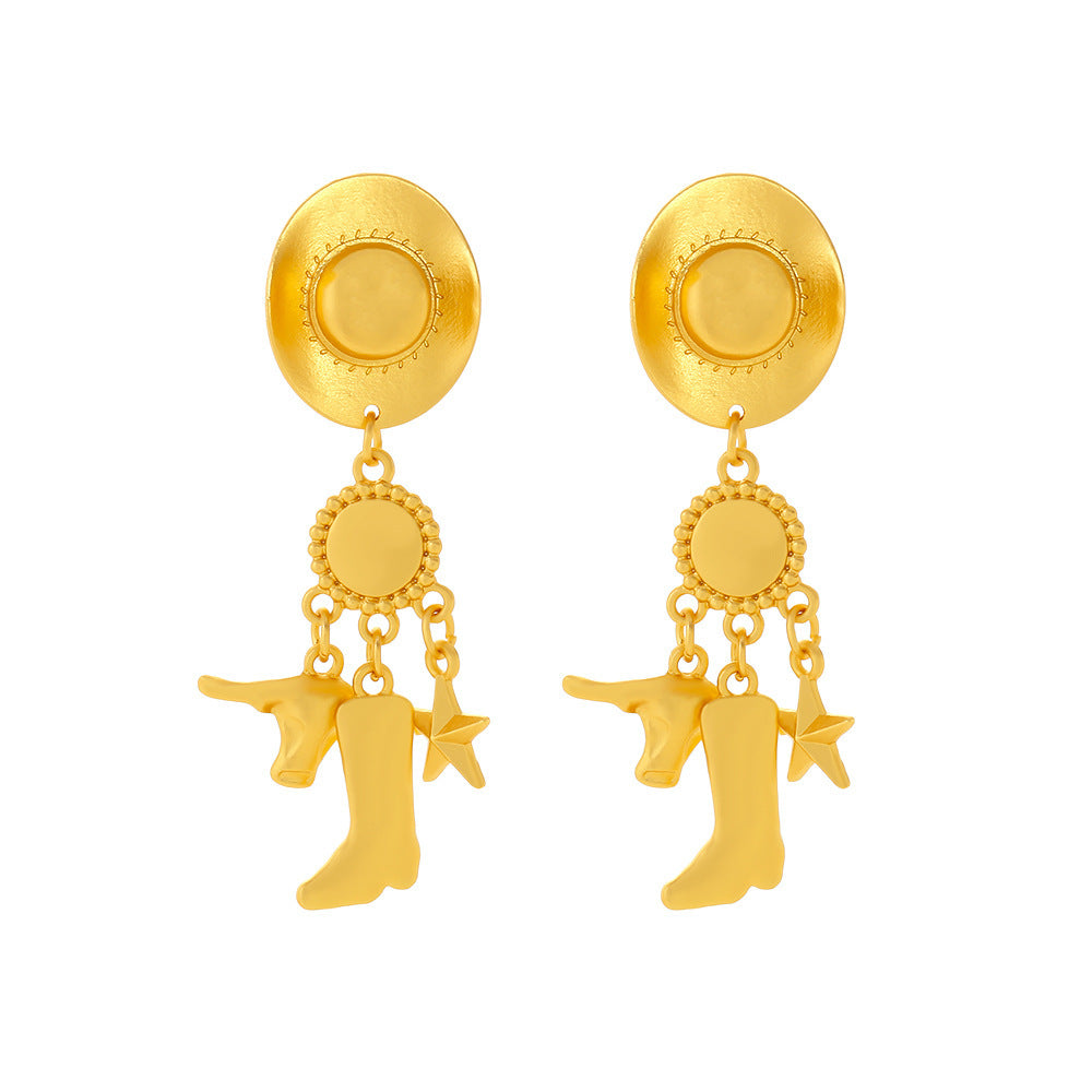 Creative Long Cowboy Hat Eardrops Earrings