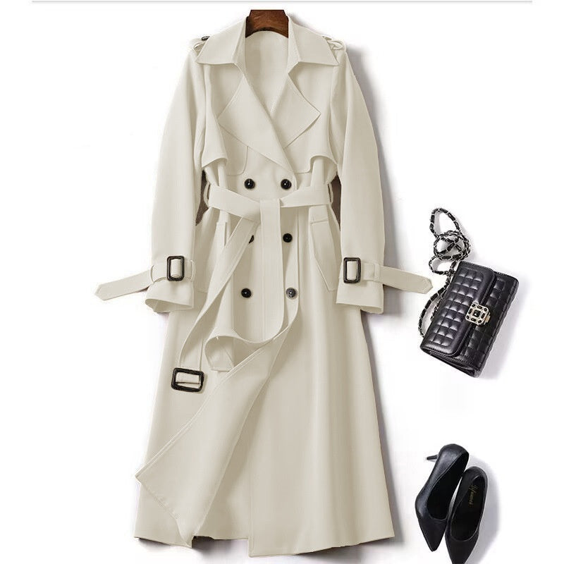 Double-breasted Mid-length Tie Trench Coat