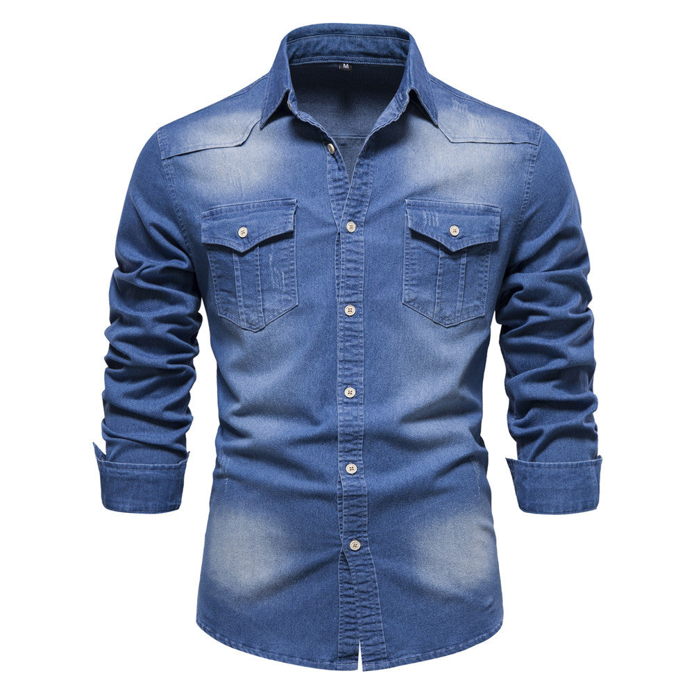 Men's Long-sleeved Denim Shirt
