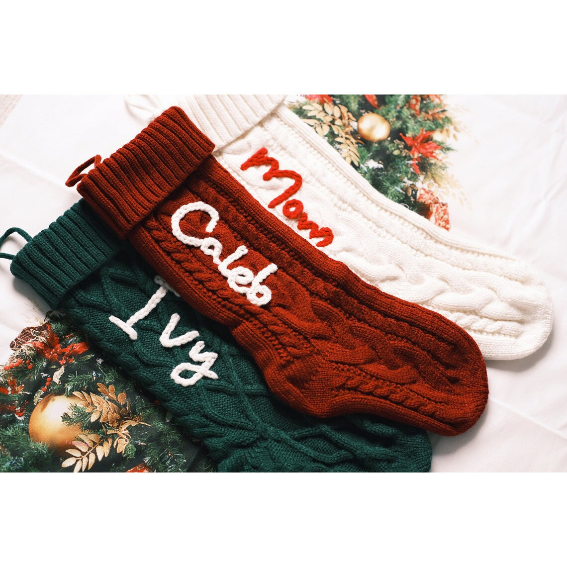 Embroidered Knitted Christmas Socks Decorative Products