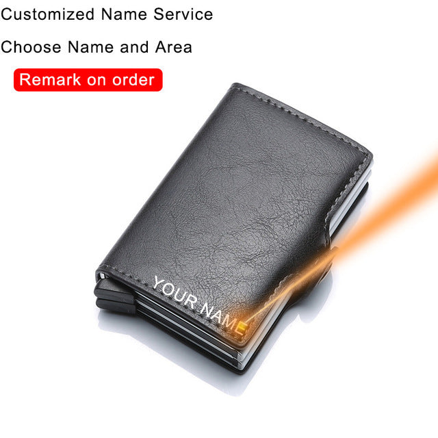 Metal Leather Card Holder Pocket Commercial Bank Credit Card