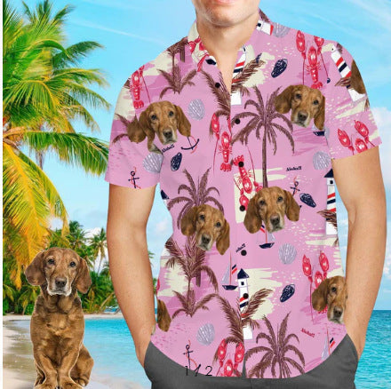 Customized Photo Printed Hawaiian Short Sleeved Casual Shirt