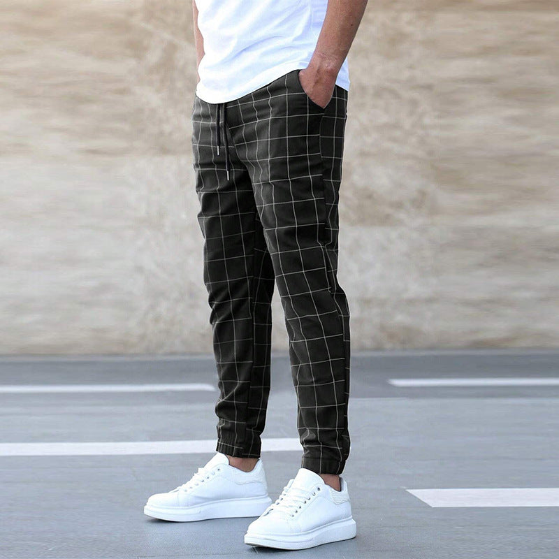Plaid Print Drawstring Pants