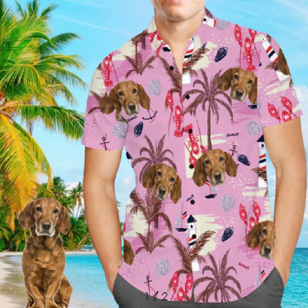 Customized Photo Printed Hawaiian Short Sleeved Casual Shirt