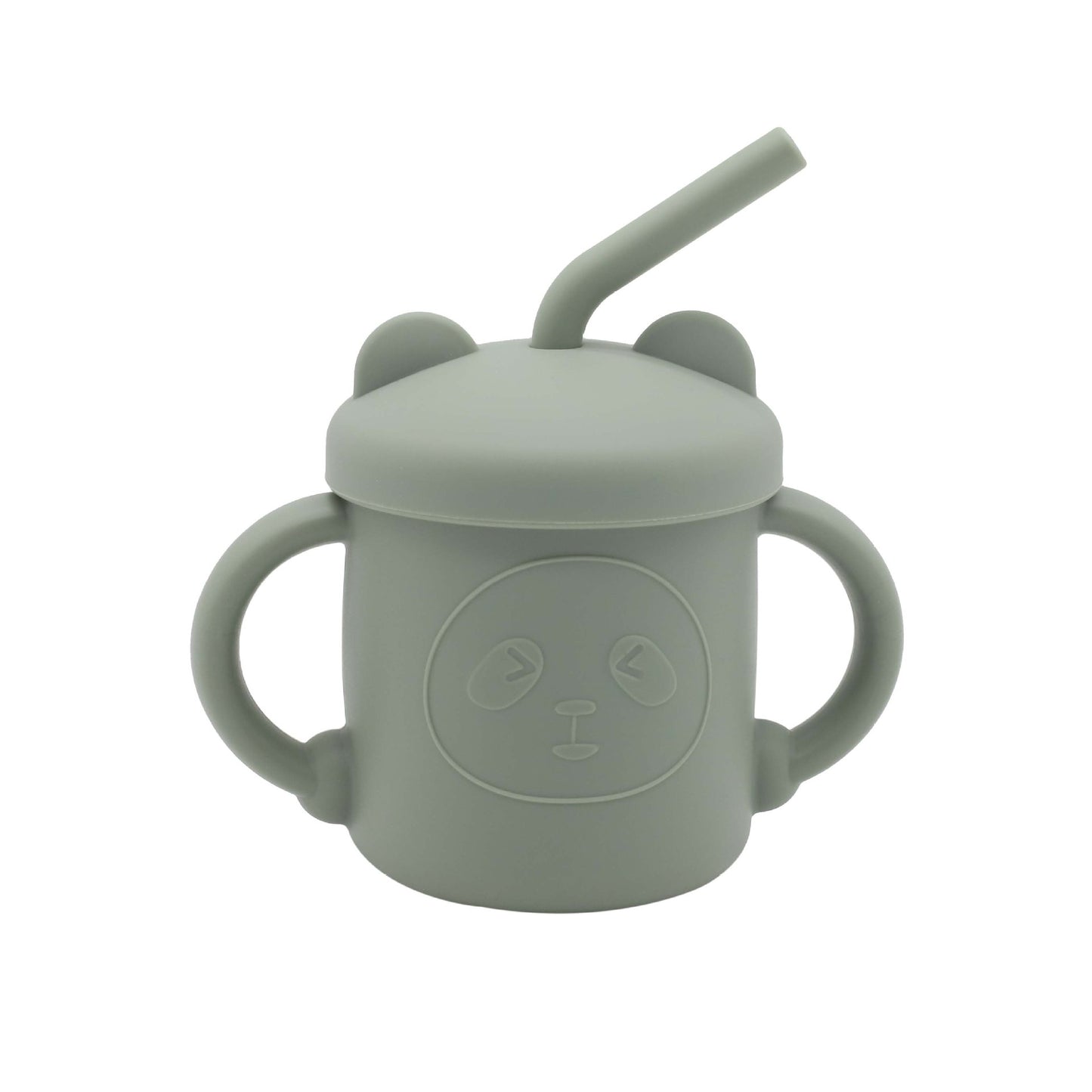 Children's Silicone Panda Cup With Straw Drinking Water