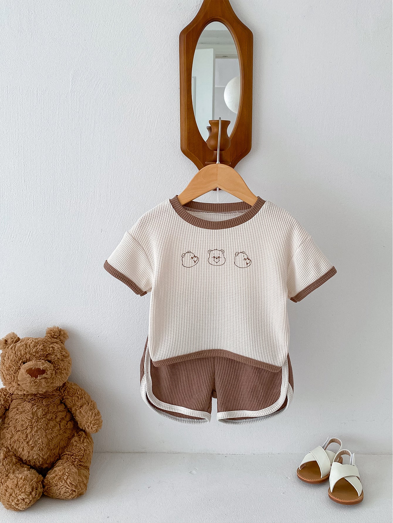 Baby Suit Summer Waffle Bear Two-piece Set