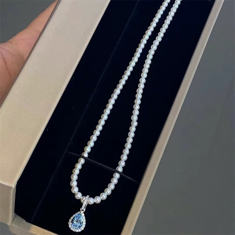 Pearl Moissanite Necklace Clavicle Chain Affordable Luxury Fashion Female Pendant