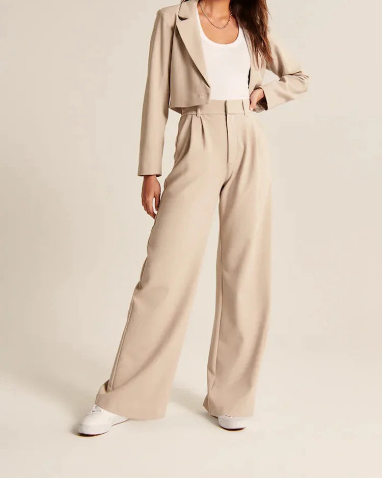 High Waist Straight Trousers With Pockets