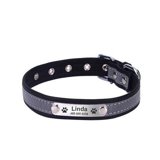 Reflective Lettering Collar Small And Medium Dog Collar Microfiber Soft Cat Collar